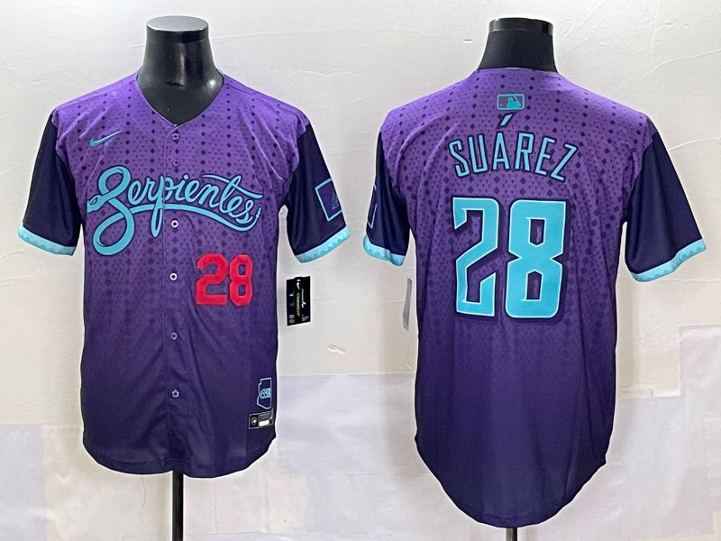 Men 2025 Arizona Diamondback #28 Suarez Purple Joint Name Nike MLB Jersey style 3->arizona diamondback->MLB Jersey